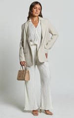 Beca Shirt - Plisse Button Up Shirt in Cream