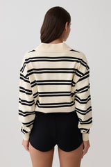 Philly Stripe Long Sleeve Knit Jumper - Ivory/Black